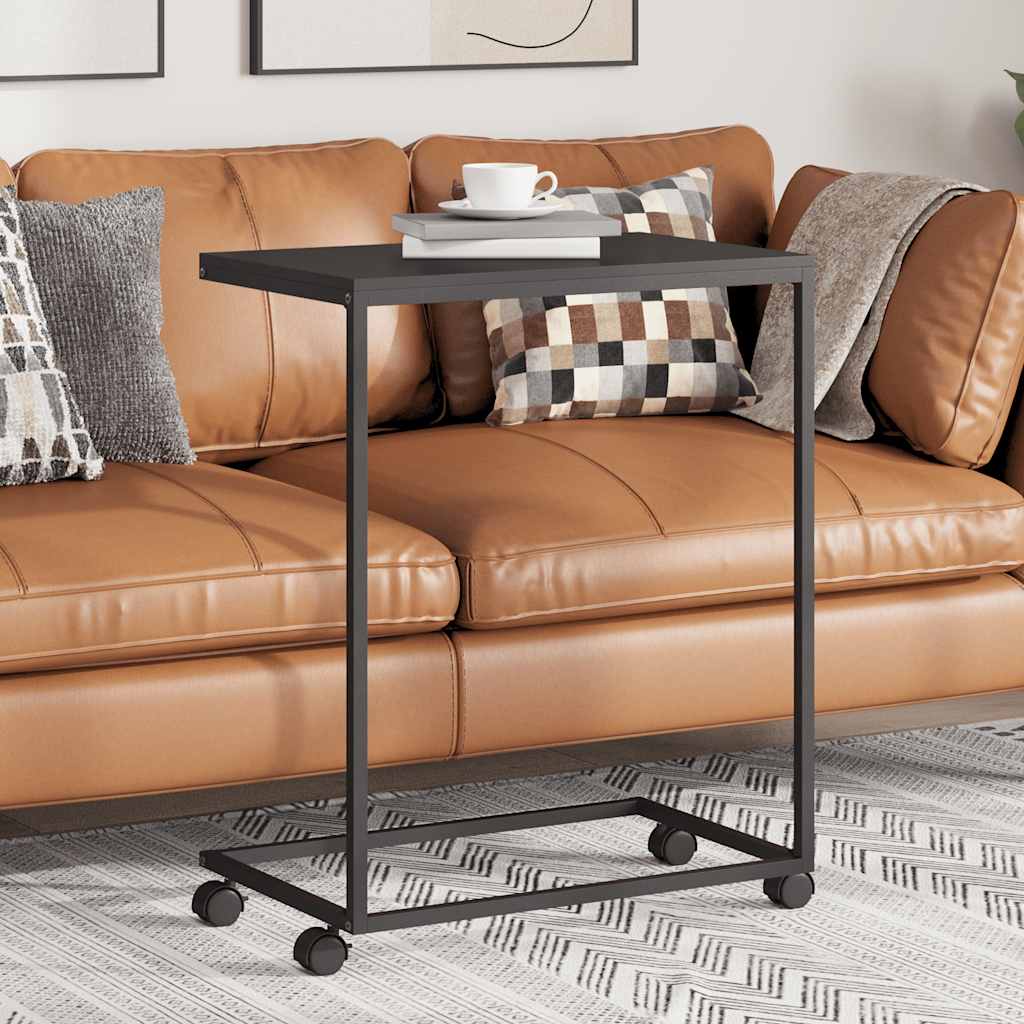 Βοηθητικό Τραπέζι με Ρόδες Μαύρο 55 x 35 x 70 εκ. Επεξ. Ξύλο