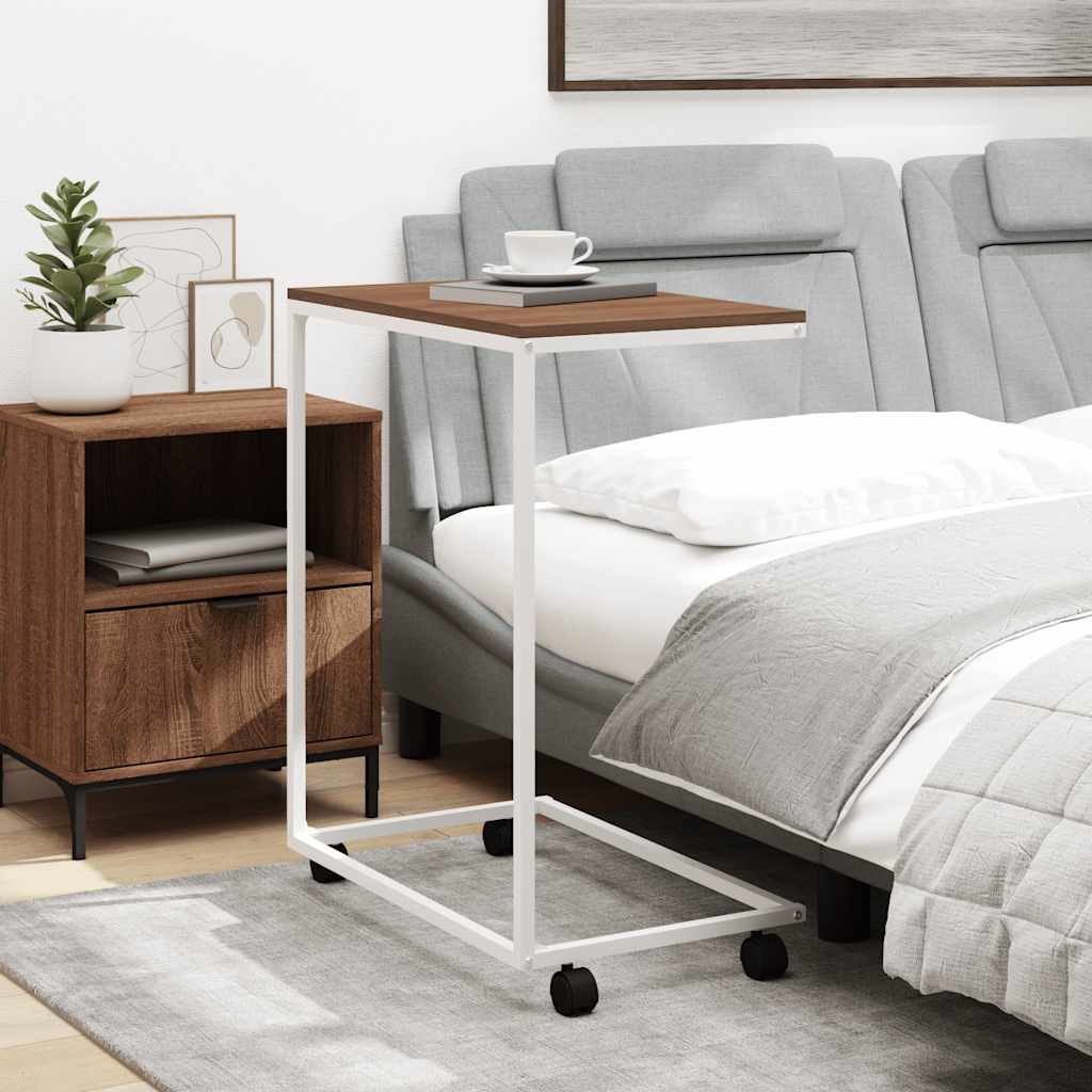 Βοηθητικό Τραπέζι με Ρόδες Λευκό 55 x 35 x 70 εκ. Επεξ. Ξύλο