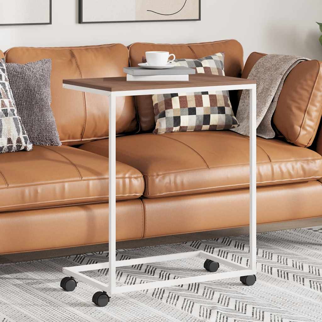 Βοηθητικό Τραπέζι με Ρόδες Λευκό 55 x 35 x 70 εκ. Επεξ. Ξύλο