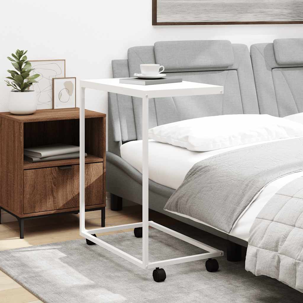 Βοηθητικό Τραπέζι με Ρόδες Λευκό 55 x 35 x 70 εκ. Επεξ. Ξύλο