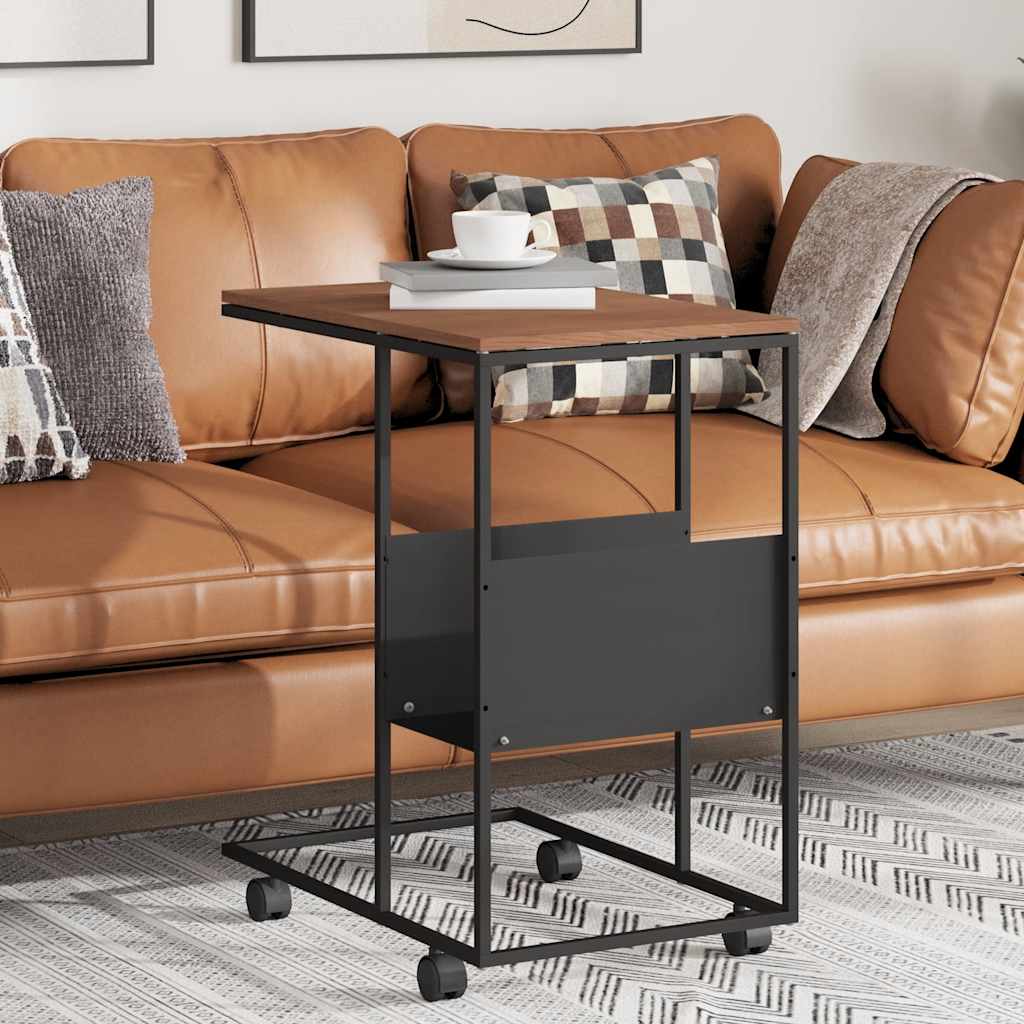 Βοηθητικό Τραπέζι με Ρόδες Μαύρο 55 x 36 x 63,5 εκ. Επεξ. Ξύλο