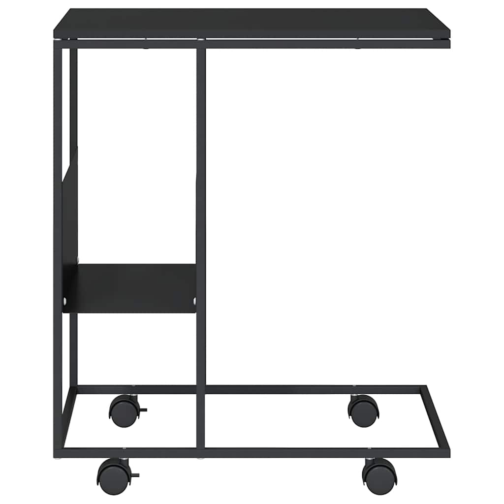 Βοηθητικό Τραπέζι με Ρόδες Μαύρο 55 x 36 x 63,5 εκ. Επεξ. Ξύλο