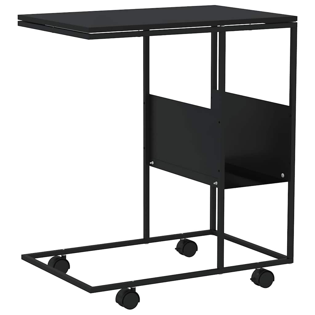 Βοηθητικό Τραπέζι με Ρόδες Μαύρο 55 x 36 x 63,5 εκ. Επεξ. Ξύλο