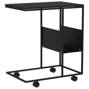 Βοηθητικό Τραπέζι με Ρόδες Μαύρο 55 x 36 x 63,5 εκ. Επεξ. Ξύλο