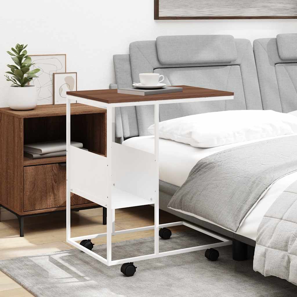 Βοηθητικό Τραπέζι με Ρόδες Λευκό 55 x 36 x 63,5 εκ. Επεξ. Ξύλο