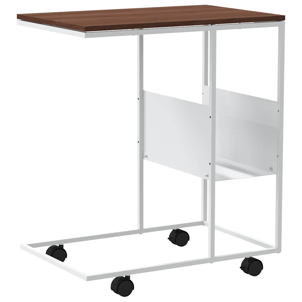 Βοηθητικό Τραπέζι με Ρόδες Λευκό 55 x 36 x 63,5 εκ. Επεξ. Ξύλο