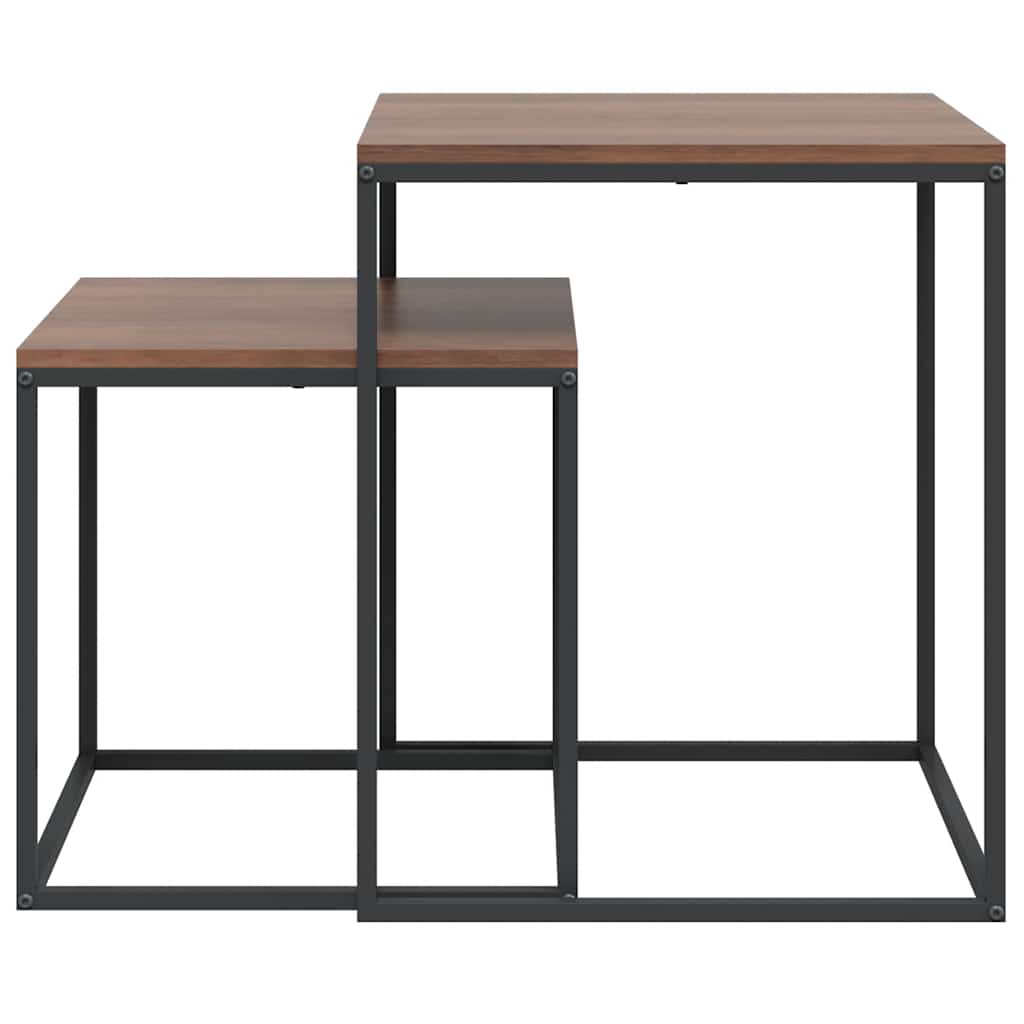 Τραπεζάκια Σαλονιού Σετ 2 τεμ. από Επεξεργασμένο Ξύλο & Μέταλλο