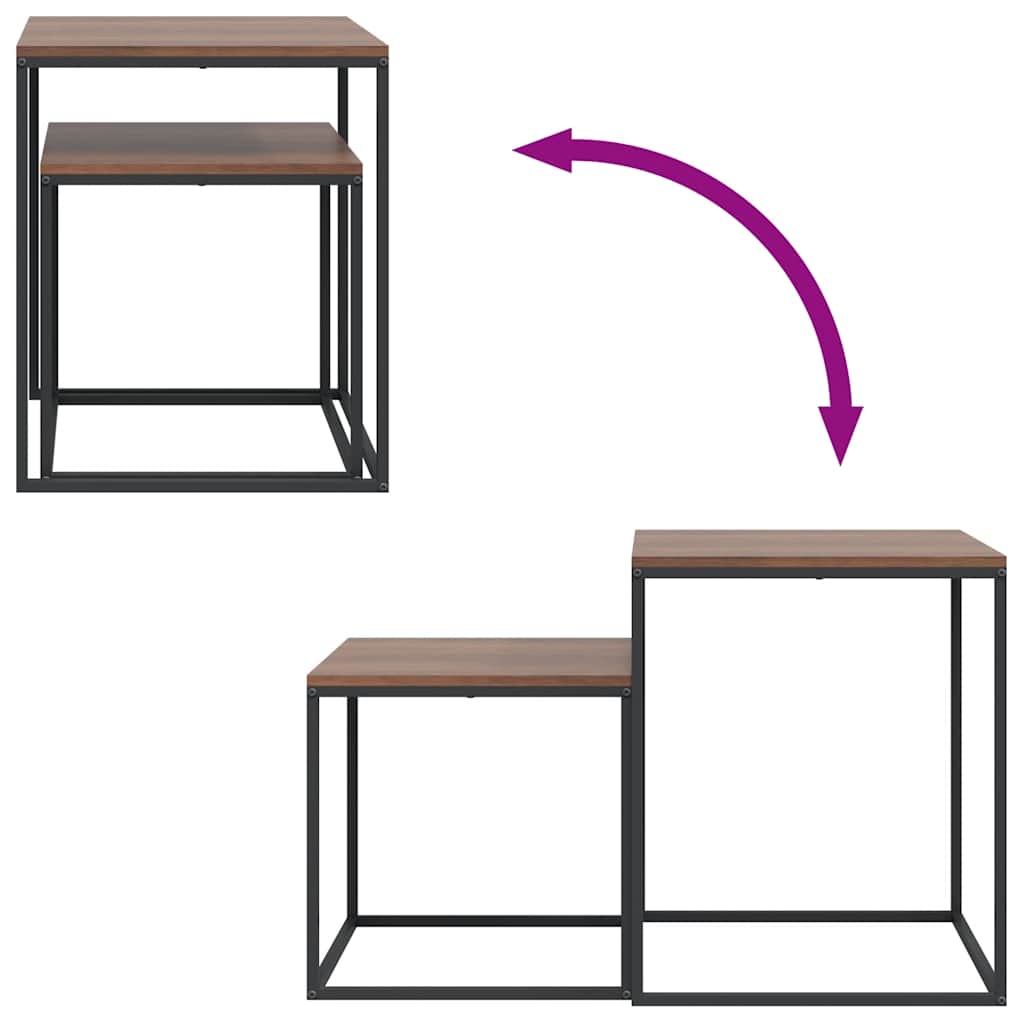 Τραπεζάκια Σαλονιού Σετ 2 τεμ. από Επεξεργασμένο Ξύλο & Μέταλλο