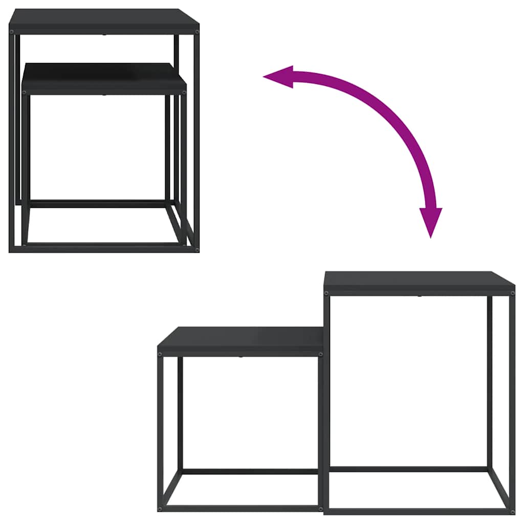 Τραπεζάκια Σαλονιού Σετ 2 τεμ. από Επεξεργασμένο Ξύλο & Μέταλλο