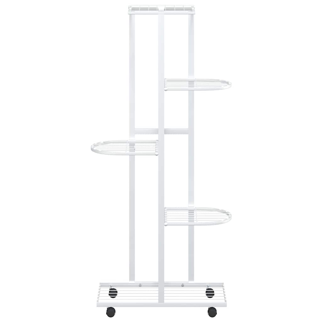 Βάση Λουλουδιών 5 Επιπέδων με Ρόδες 83x25x103,5 εκ Λευκή Σίδερο