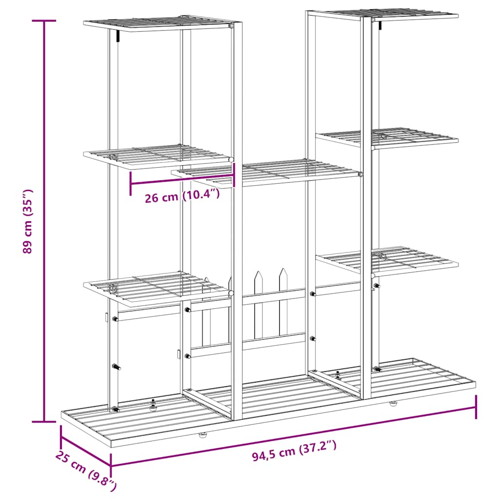 Βάση Λουλουδιών Μαύρη 94,5 x 25 x 89 εκ. Σιδερένια