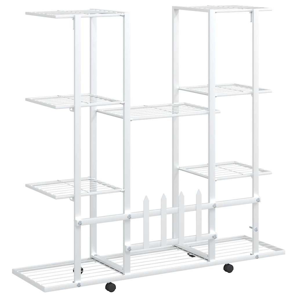 Βάση Λουλουδιών με Ρόδες 94,5 x 24,5 x 91,5 εκ. Λευκή Σιδερένια