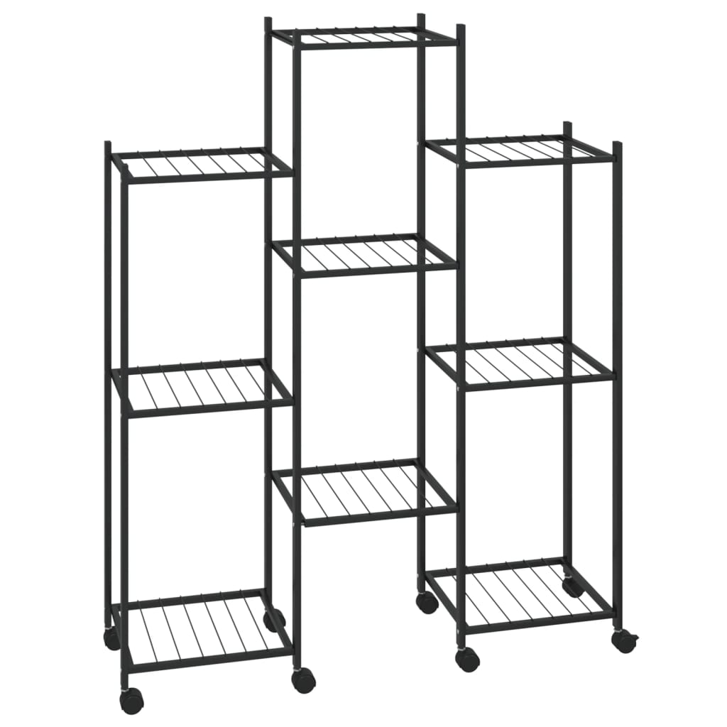 Βάση Λουλουδιών με Ρόδες 83x25x103,5 εκ. Μαύρη Σιδερένια