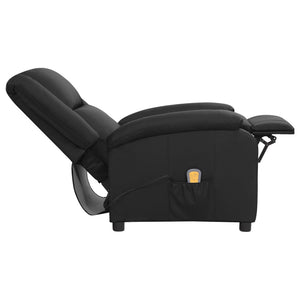 Πολυθρόνα Μασάζ Ανακλινόμενη Ηλεκτρική Μαύρη Γνήσιο Δέρμα
