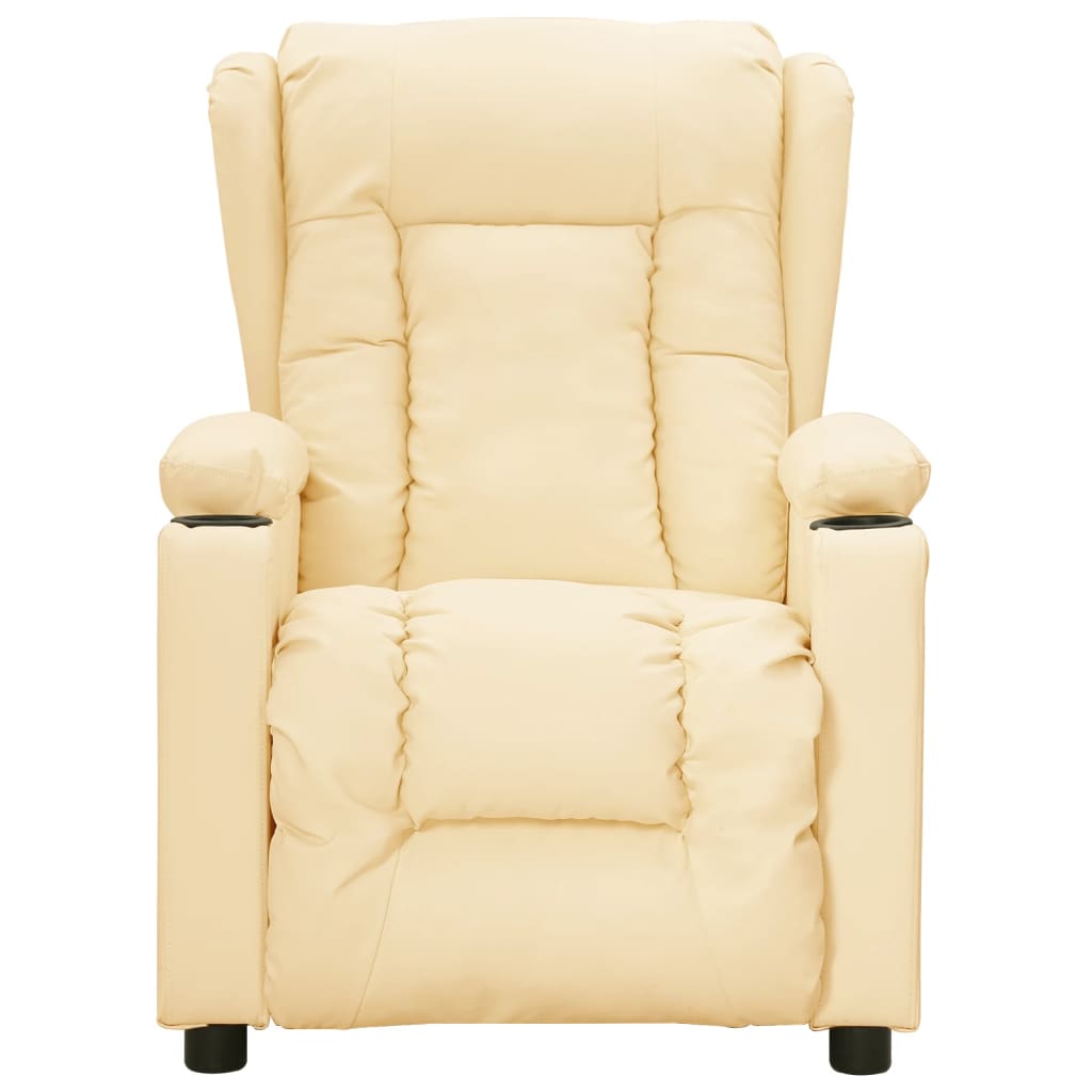 Πολυθρόνα Ανακλινόμενη Ηλεκτρική Κρεμ από Συνθετικό Δέρμα - PAKOBAZAAR