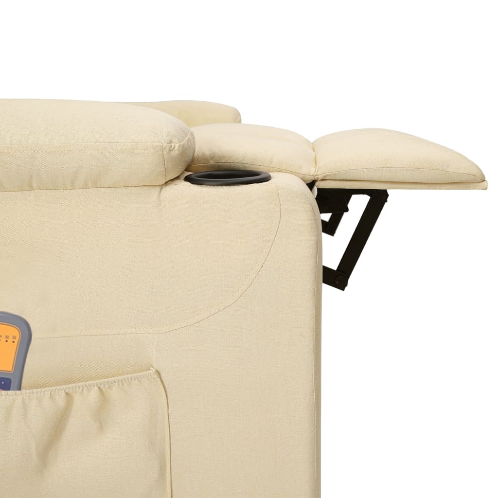 Πολυθρόνα Μασάζ Ηλεκτρική Κρεμ Υφασμάτινη - PAKOBAZAAR