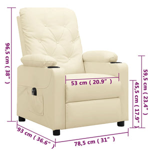 Πολυθρόνα Ανακλινόμενη Ηλεκτρική Κρεμ από Συνθετικό Δέρμα - PAKOBAZAAR