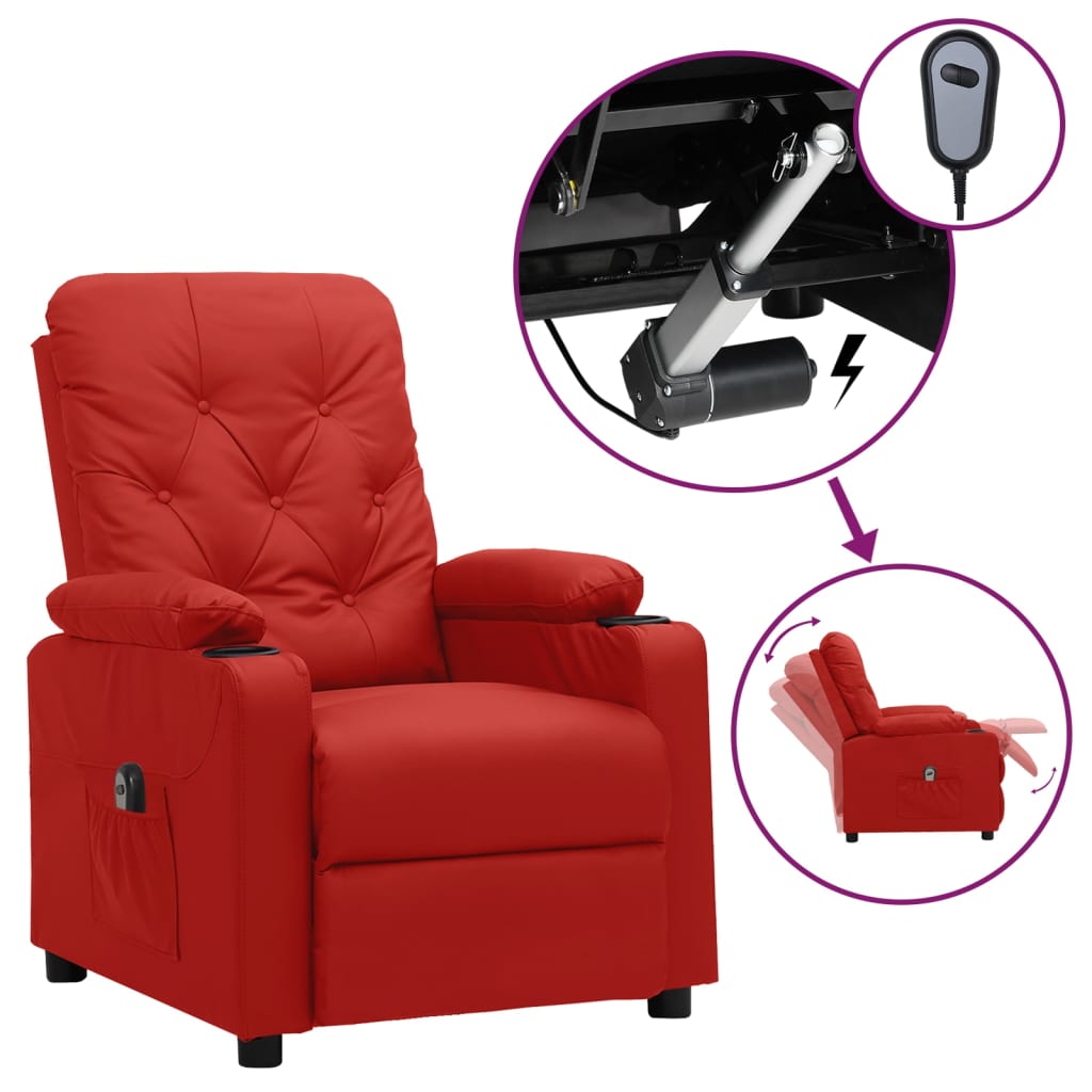 Πολυθρόνα Ανακλινόμενη Ηλεκτρική Μπορντό Συνθετικό Δέρμα - PAKOBAZAAR