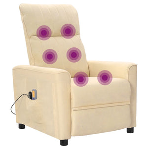Πολυθρόνα Μασάζ Ηλεκτρική Κρεμ Υφασμάτινη