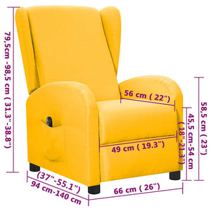 Πολυθρόνα Ανακλινόμενη Ηλεκτρική Κίτρινη Υφασμάτινη