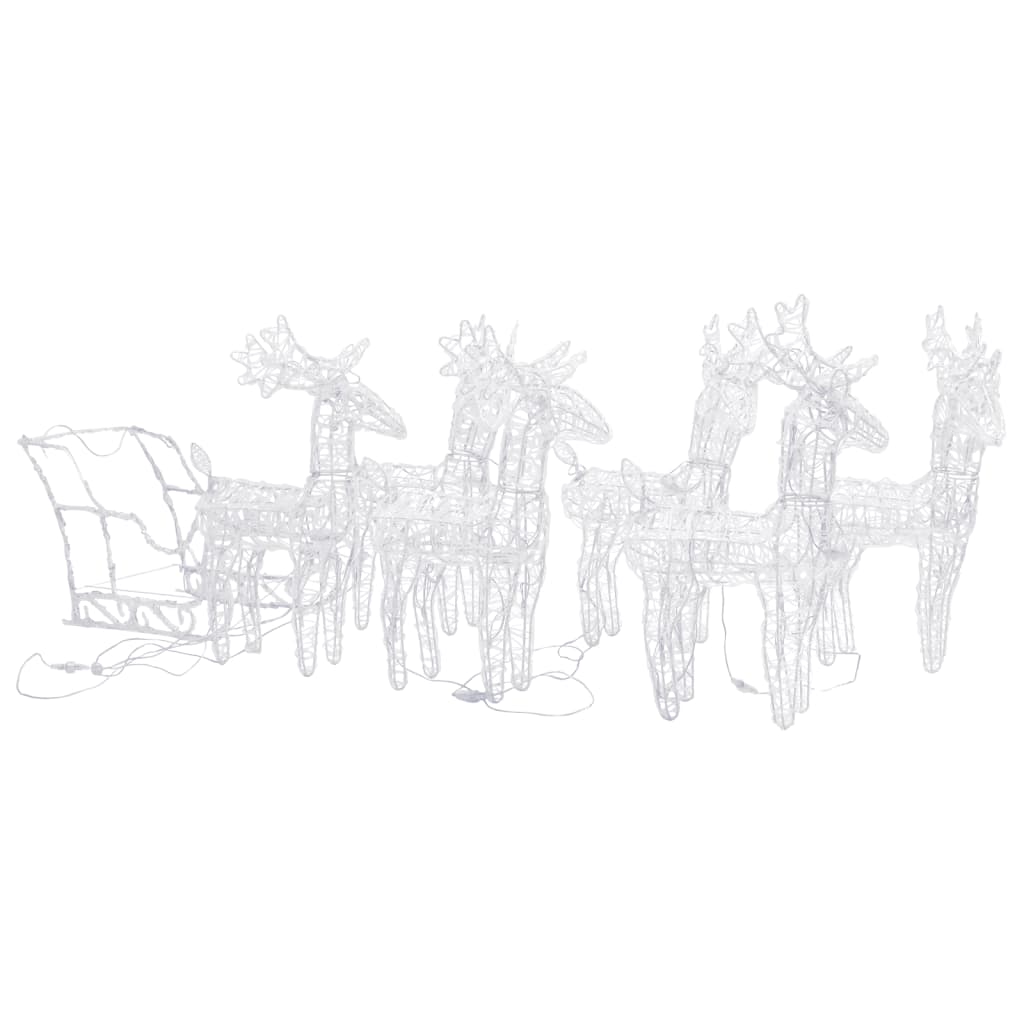 Τάρανδοι Χριστουγεννιάτικοι με Έλκηθρο 320 LED Ακρυλικό - PAKOBAZAAR