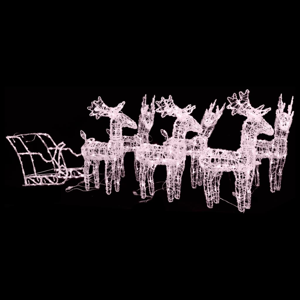 Τάρανδοι Χριστουγεννιάτικοι με Έλκηθρο 320 LED Ακρυλικό - PAKOBAZAAR