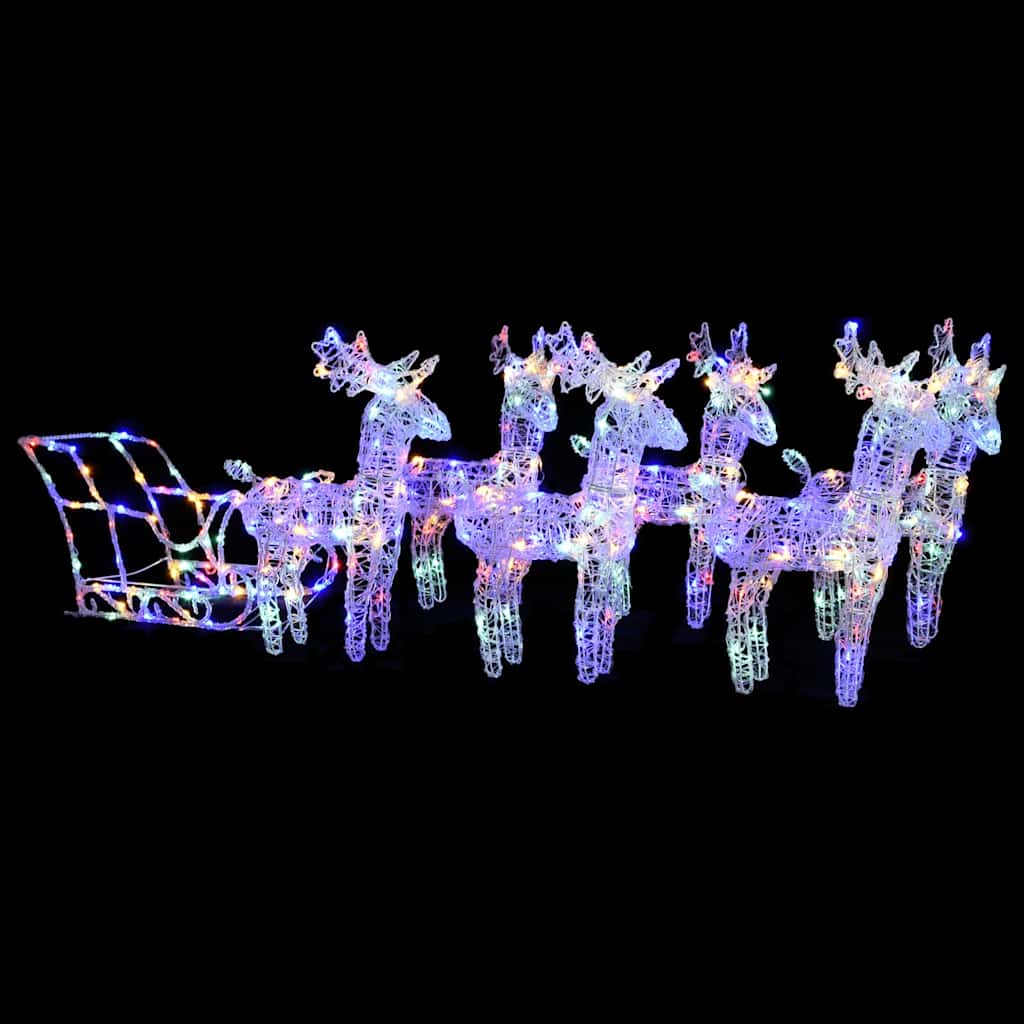 Τάρανδοι Χριστουγεννιάτικοι με Έλκηθρο 320 LED Ακρυλικό