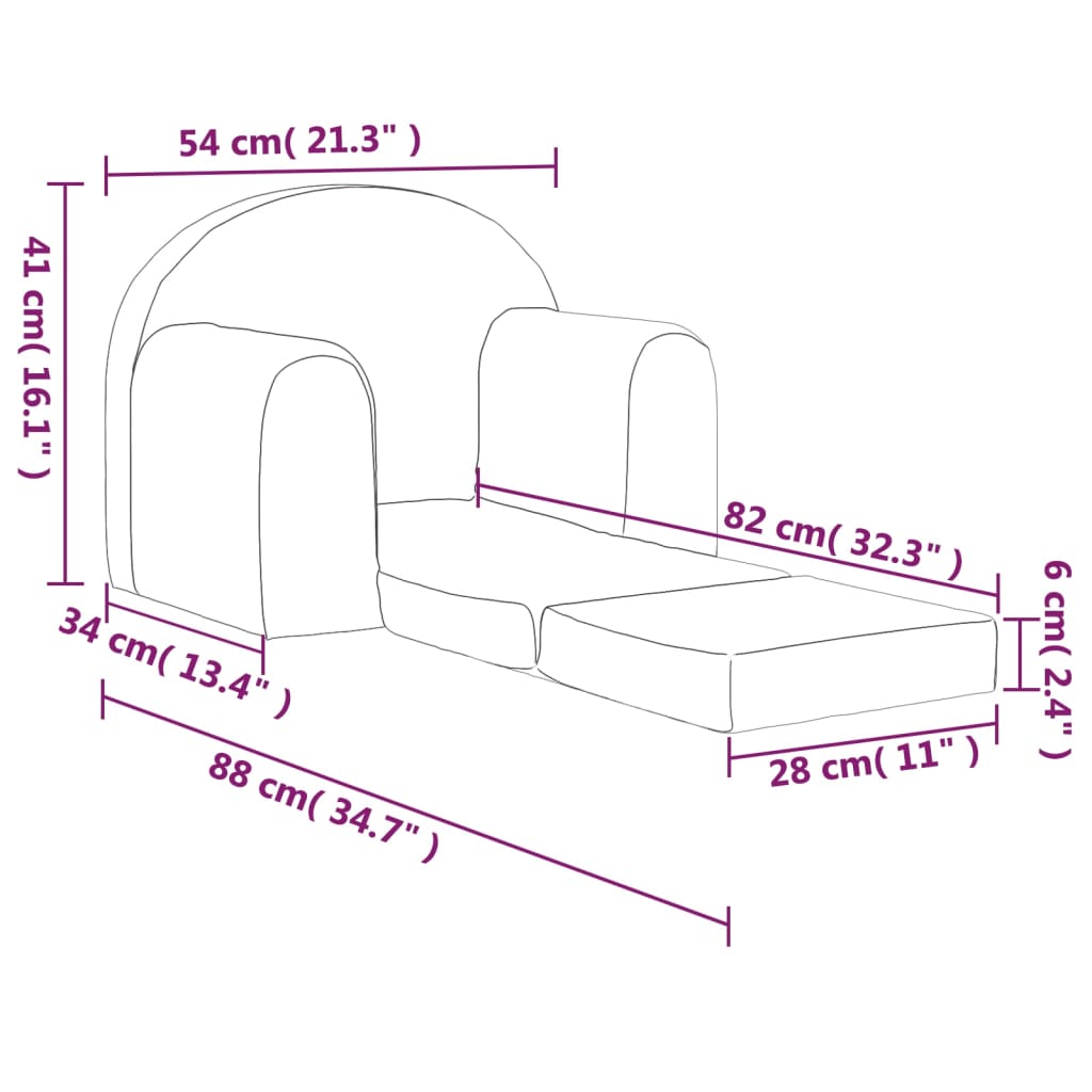 Καναπές/Κρεβάτι Παιδικός Ανθρακί από Μαλακό Βελουτέ Ύφασμα - Pakobazaar