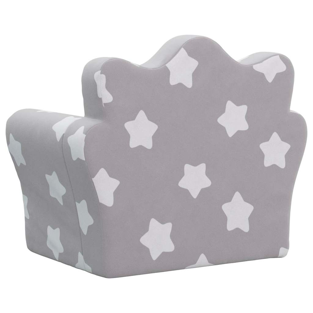 Καναπές Παιδικός Ανοιχτό Γκρι με Αστέρια Μαλακό Βελουτέ Ύφασμα