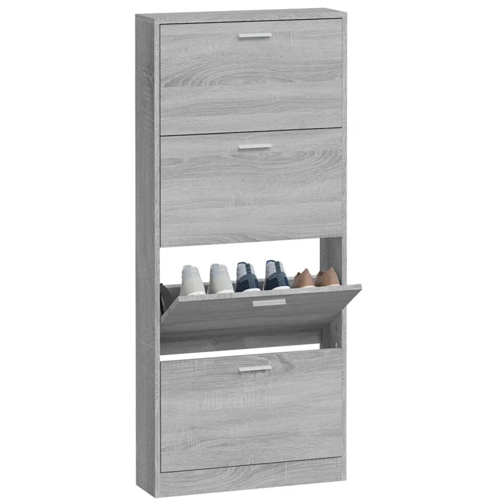 Παπουτσοθήκη Γκρι Sonoma 59x17x150 εκ. από Επεξεργασμένο Ξύλο