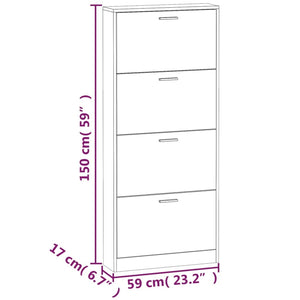 Παπουτσοθήκη Γκρι Sonoma 59x17x150 εκ. από Επεξεργασμένο Ξύλο