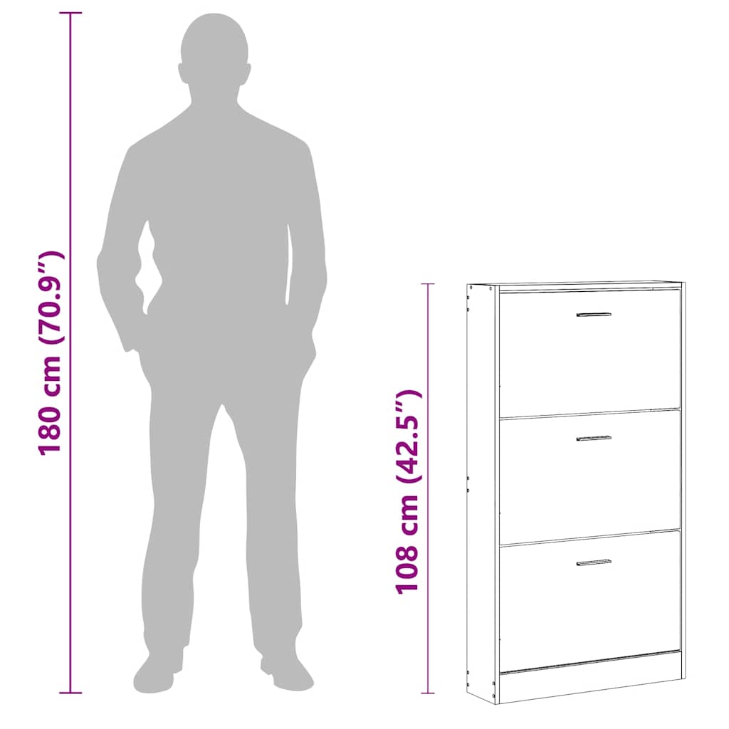 Παπουτσοθήκη Γκρι Σκυροδέματος 59x17x108 εκ. Επεξεργασμένο Ξύλο - Pakobazaar