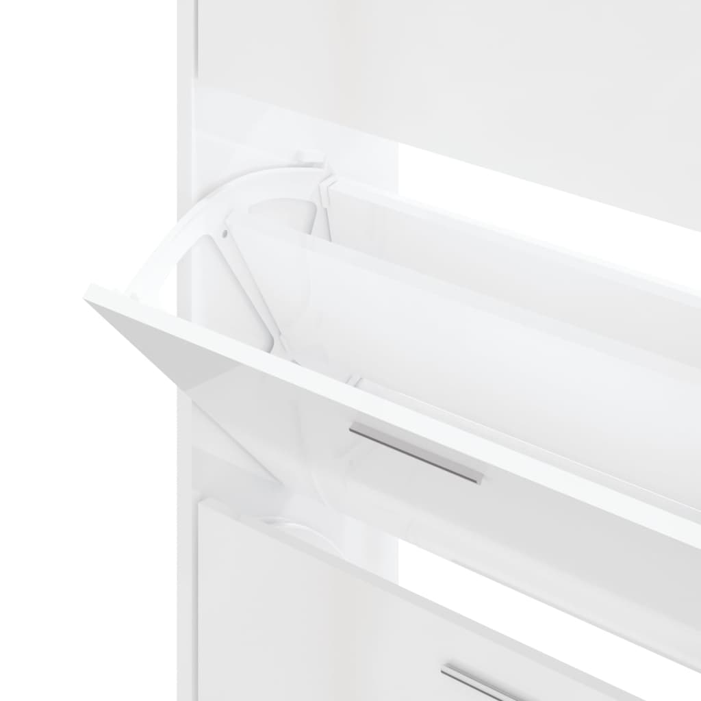 Παπουτσοθήκη Γυαλιστερό Λευκό 63x24x103 εκ. Επεξεργασμένο Ξύλο