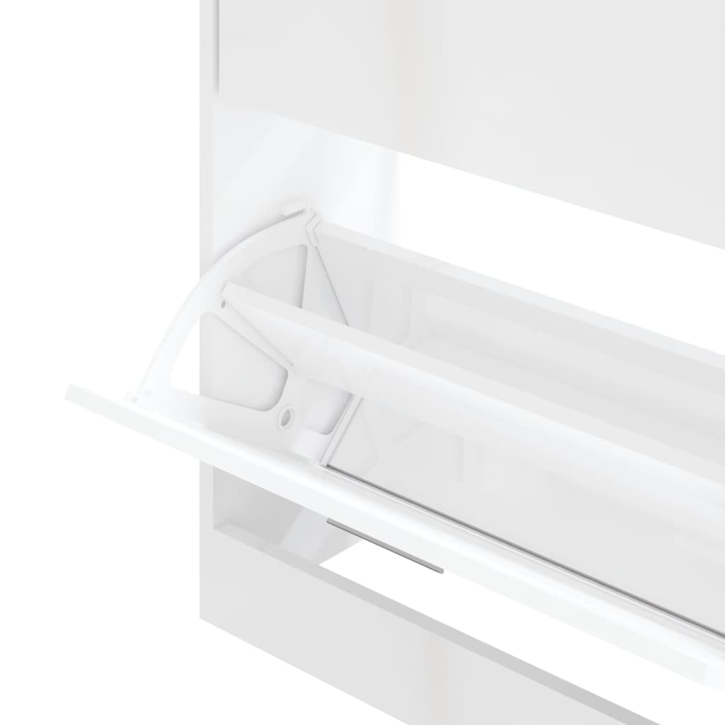 Παπουτσοθήκη Γυαλιστερό Λευκό 63x24x81 εκ. Επεξεργασμένο Ξύλο