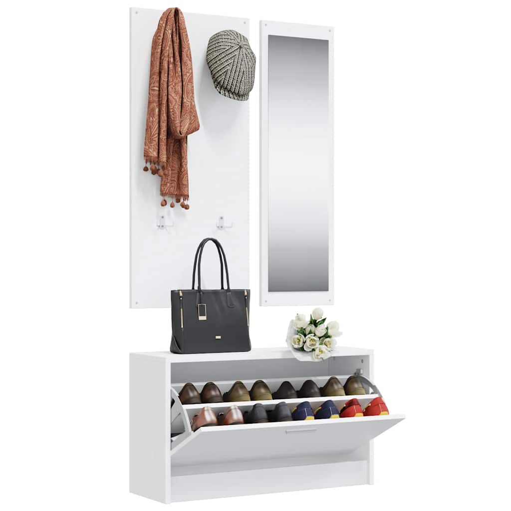 Σετ Παπουτσοθήκη 3 σε 1 Λευκό από Επεξεργασμένο Ξύλο - Pakobazaar