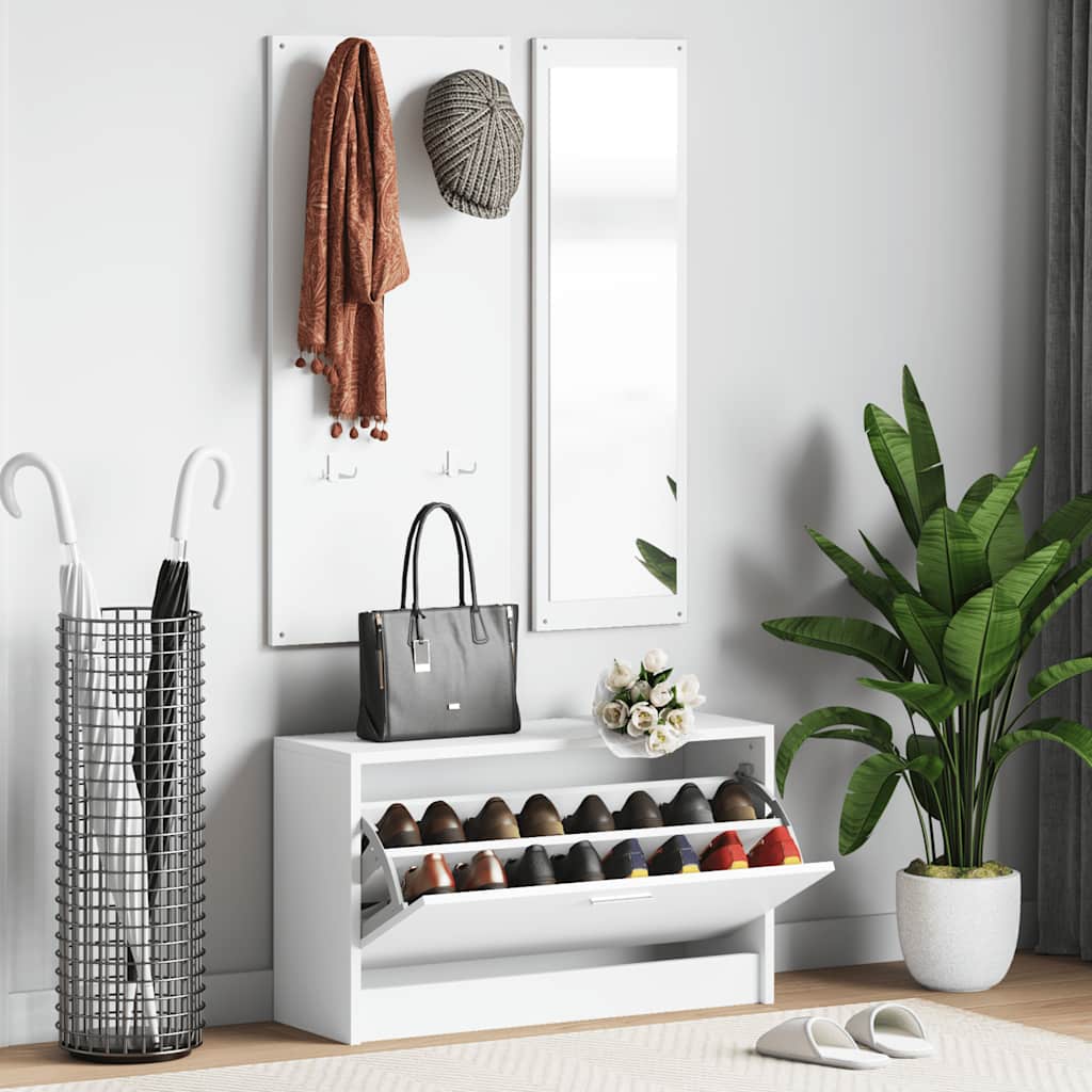 Σετ Παπουτσοθήκη 3 σε 1 Λευκό από Επεξεργασμένο Ξύλο - Pakobazaar