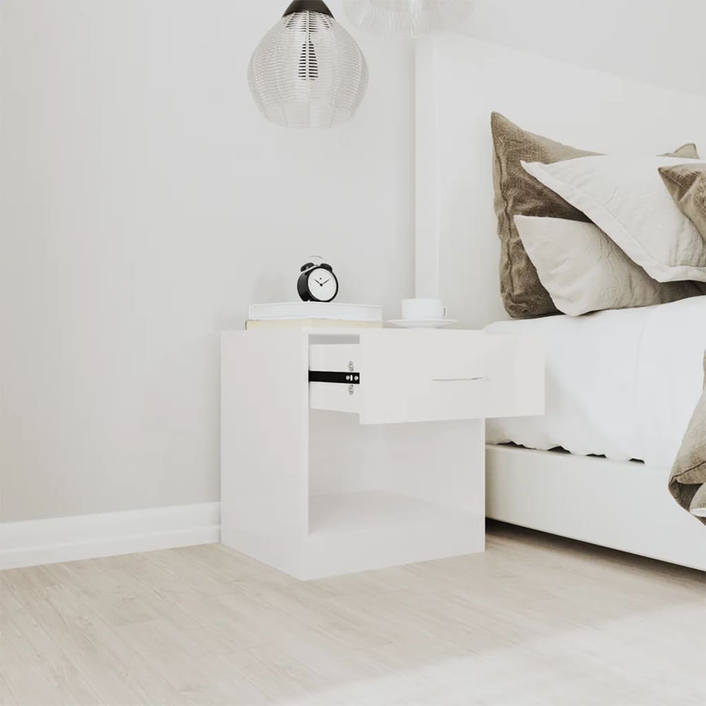 Κομοδίνα με Συρτάρι 2 τεμ. Γυαλιστερό Λευκό