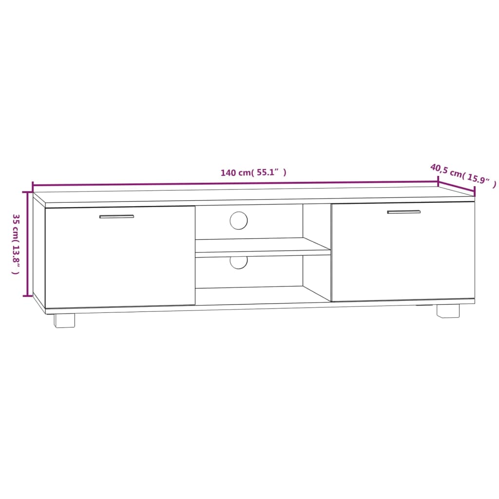 Έπιπλο Τηλεόρασης Γκρι Σκυροδέματος 140x40,5x35 εκ. Επεξ. Ξύλο