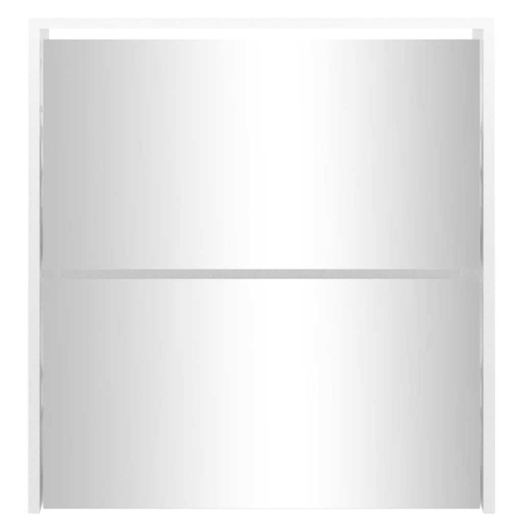 Παπουτσοθήκη με Καθρέφτη 2 Επιπέδων Γυαλιστ. Λευκό 63x17x67 εκ.