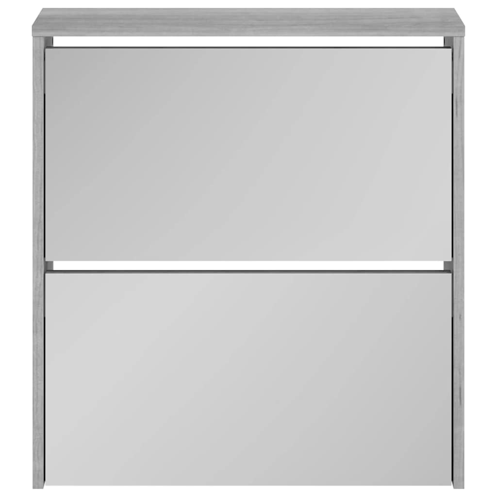 Παπουτσοθήκη με Καθρέφτη 2 Επιπέδων Γκρι Sonoma 63x17x67 εκ.