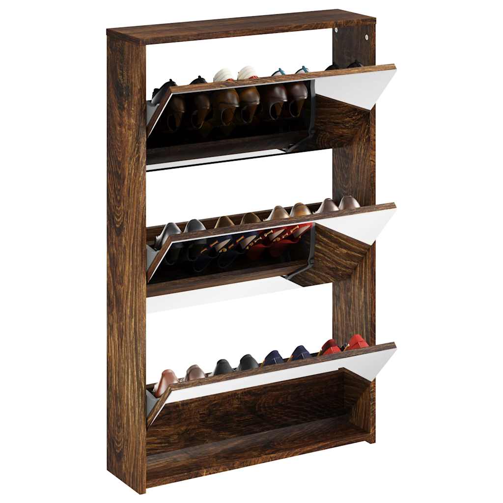 Παπουτσοθήκη με Καθρέφτη 3 Επιπέδων Καπν. Δρυς 63x17x102,5 εκ.