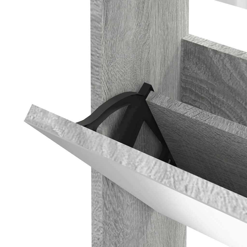 Παπουτσοθήκη με Καθρέφτη 3 Επιπέδων Γκρι Sonoma 63x17x102,5 εκ.