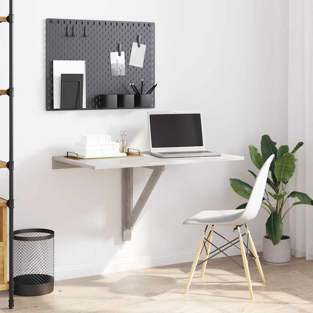 Τραπέζι Τοίχου Πτυσσόμενο Γκρι Σκυροδ. 100x60x56 εκ. Επεξ. Ξύλο - Pakobazaar