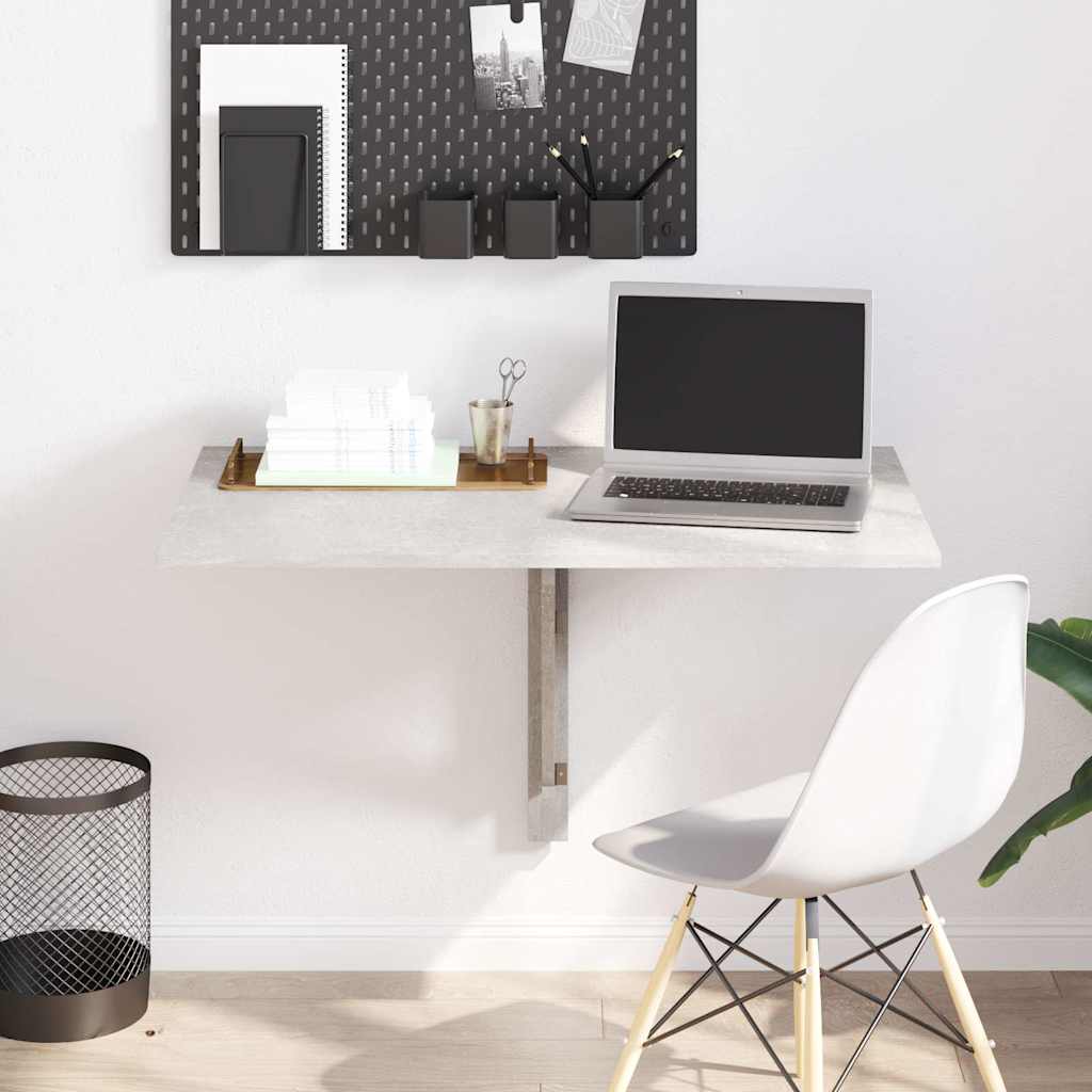 Τραπέζι Τοίχου Πτυσσόμενο Γκρι Σκυροδ. 100x60x56 εκ. Επεξ. Ξύλο - Pakobazaar