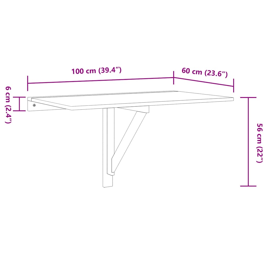 Τραπέζι Τοίχου Πτυσσόμενο Καπν. Δρυς 100x60x56 εκ. Επεξ. Ξύλο