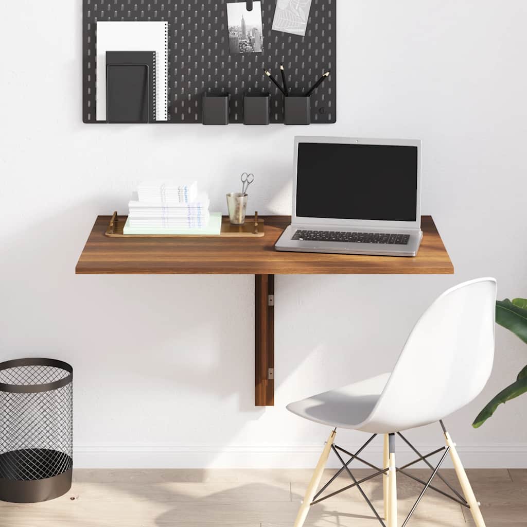 Τραπέζι Τοίχου Πτυσσόμενο Καφέ Δρυς 100x60x56 εκ. Επεξ. Ξύλο - Pakobazaar