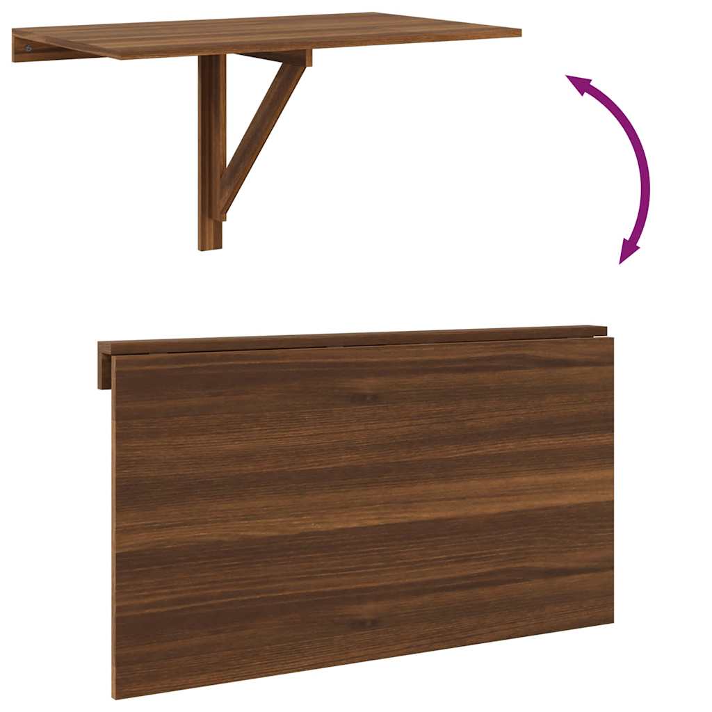 Τραπέζι Τοίχου Πτυσσόμενο Καφέ Δρυς 100x60x56 εκ. Επεξ. Ξύλο - Pakobazaar
