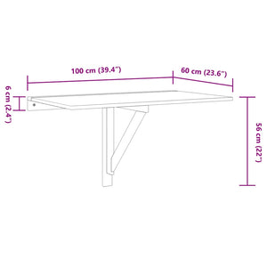 Τραπέζι Τοίχου Πτυσσόμενο Καφέ Δρυς 100x60x56 εκ. Επεξ. Ξύλο - Pakobazaar