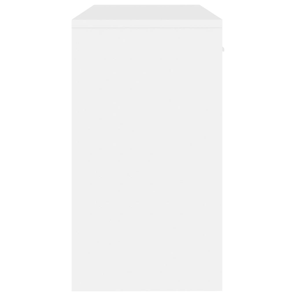 Γραφείο με Συρτάρι & Ντουλάπι Γυαλ. Λευκό 100x40x73 εκ Επ. Ξύλο