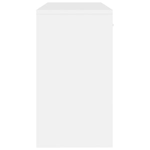 Γραφείο με Συρτάρι & Ντουλάπι Γυαλ. Λευκό 100x40x73 εκ Επ. Ξύλο